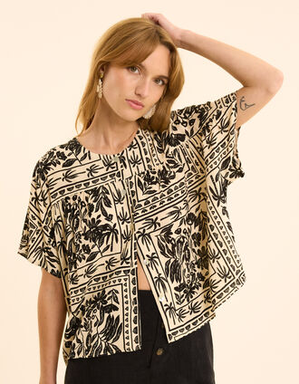 Ecru plant bandana print top I.Code