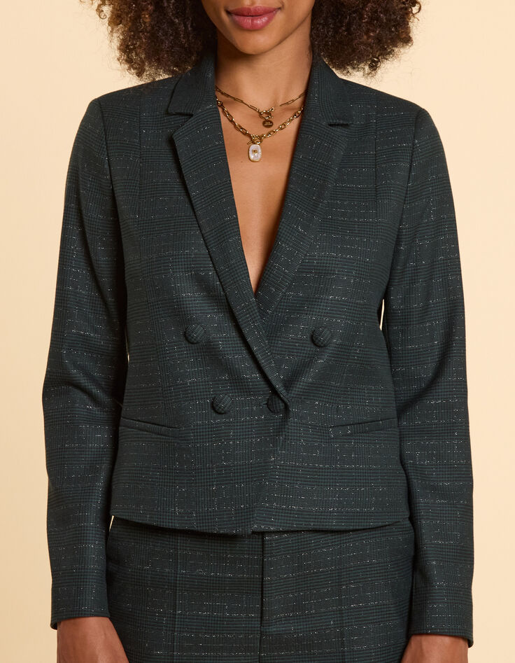I.Code midnight green check  suit jacket-2