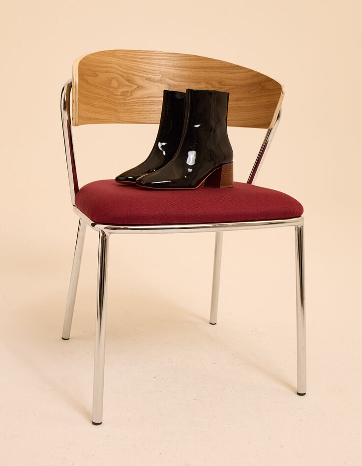 I.Code black patent leather heeled boots-6
