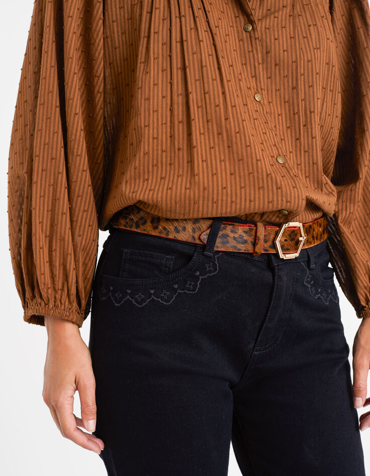 Ceinture fauve en cuir effet léopard I.Code-5