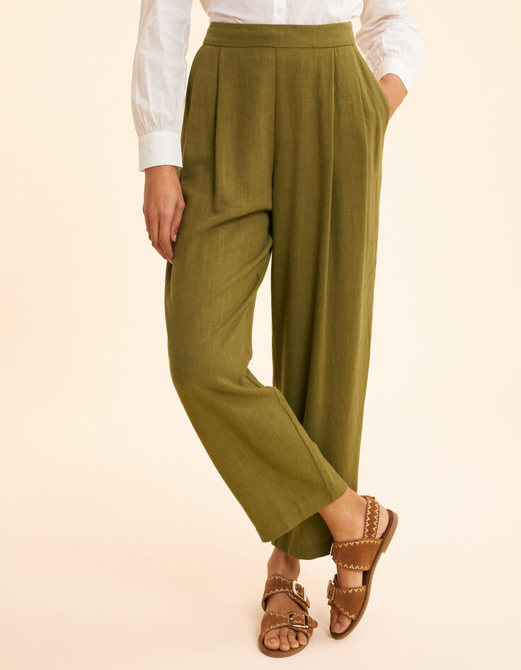 Ecru lurex krijtstreep motief pak broek I.Code-3