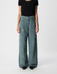 Edie Damen Jeans mit hoher Taille und weitem Bein mit &Ouml;senmuster-2