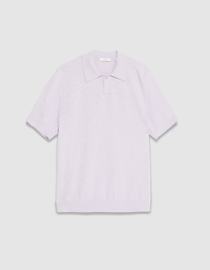 Herren Kurzarm-Poloshirt in fliederfarbenem Flammenstich-7
