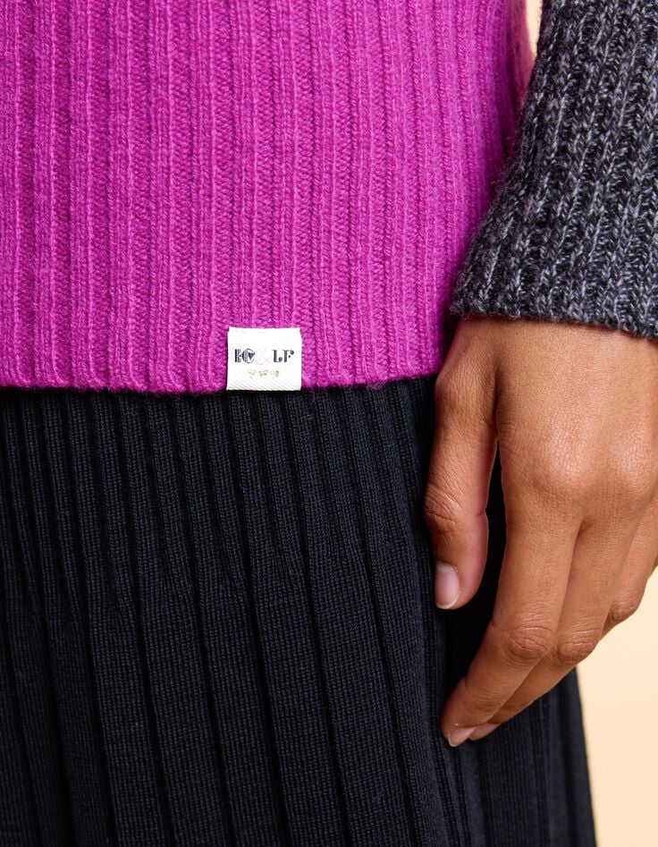 Magenta gebreide trui met twists I.Code x Lafrançaise-4 Magenta gebreide trui met twists I.Code x Lafrançaise-4