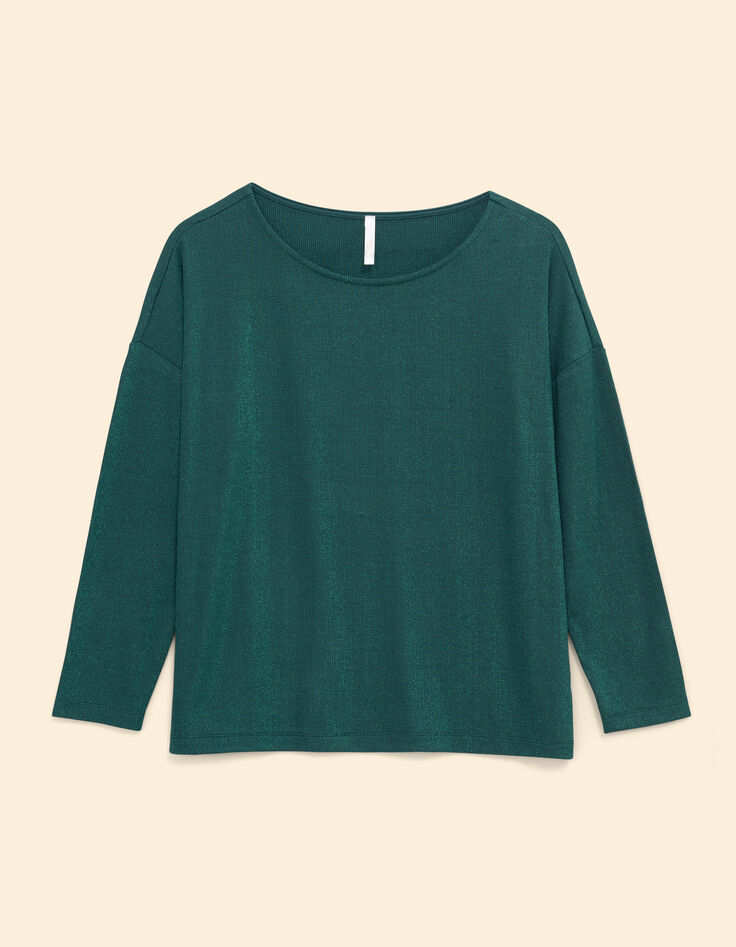 T-shirt vert lurex maille nid d'abeille I.Code-7