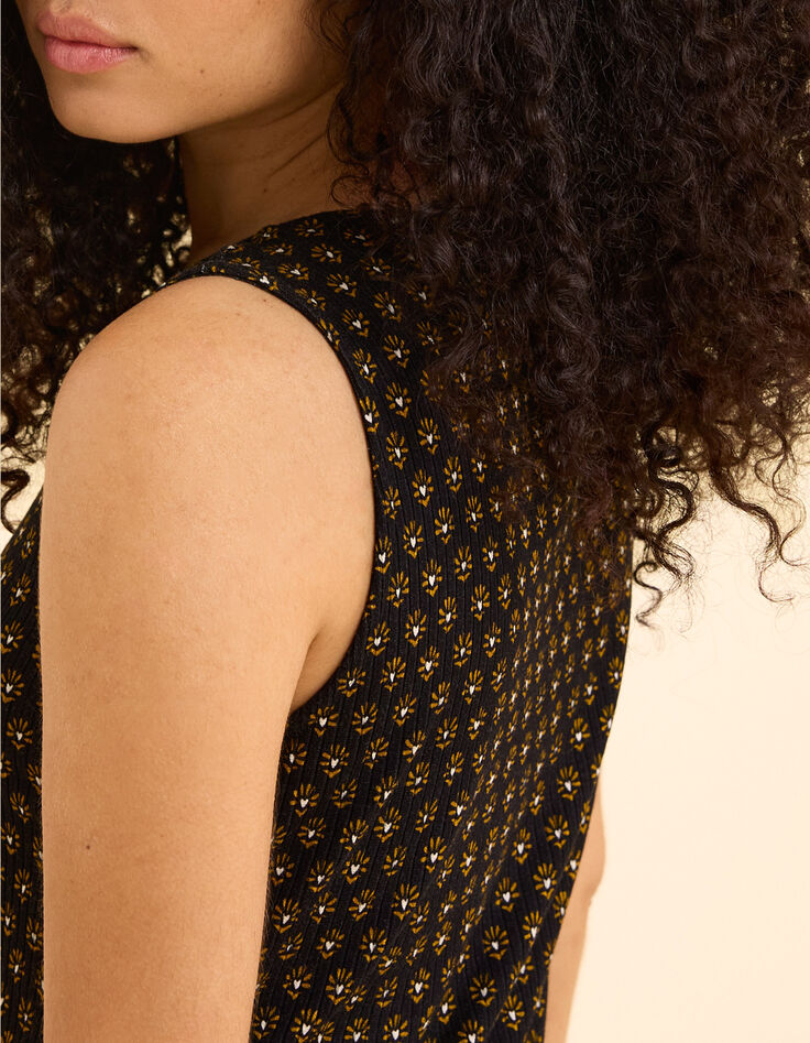 Robe tube noire imprim&eacute; floral c&oelig;ur I.Code-4
