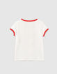 I.Code off-white T-shirt with red ribbing-3