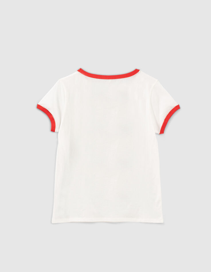 I.Code off-white T-shirt with red ribbing-3