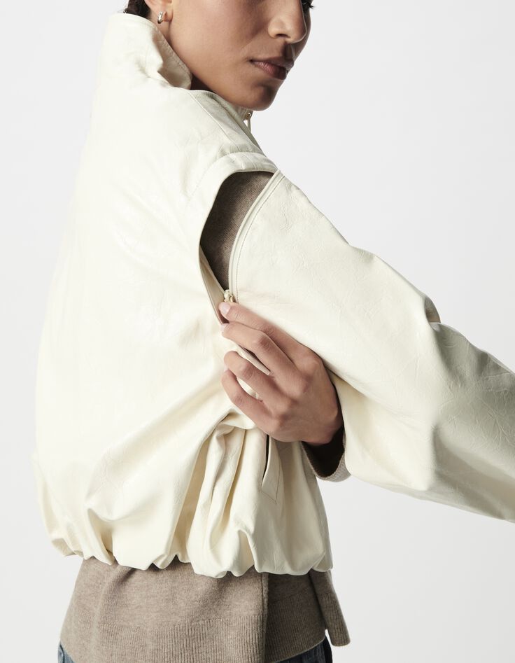 Wei&szlig;e Rockjacke f&uuml;r Damen mit abnehmbaren &Auml;rmeln-3