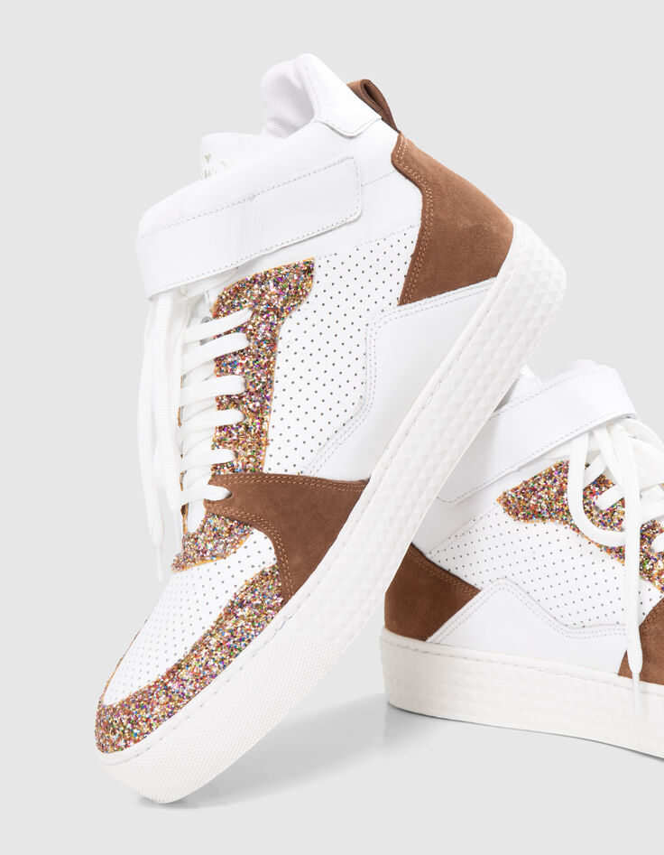 Zapatillas altas de lentejuelas marrones y blancas I.Code-8