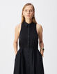 Zwarte maxi-jurk van bi-materiaal met knoopsluiting Dames-4
