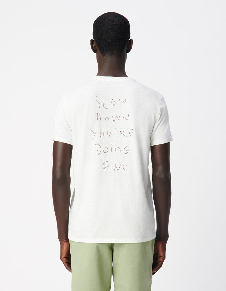 Wei&szlig;es Flamm-T-Shirt Stickerei vorne/hinten-3