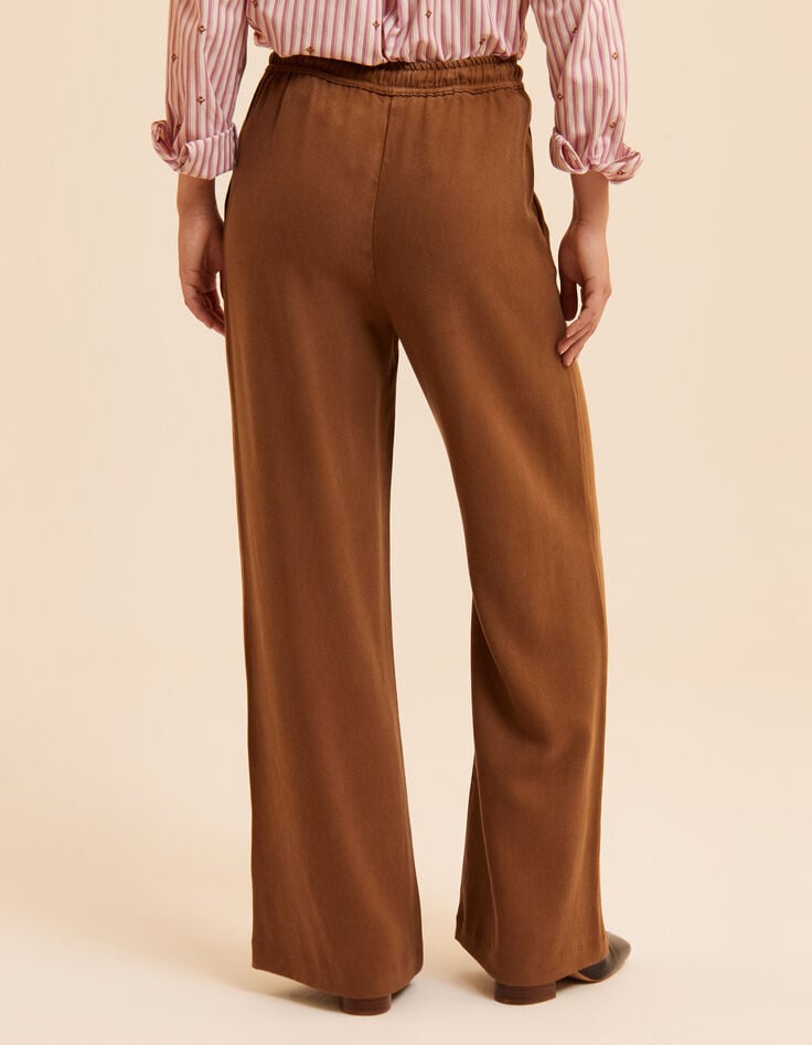 Camel wideleg broek elastische taille I.Code-4 Camel wideleg broek elastische taille I.Code-4