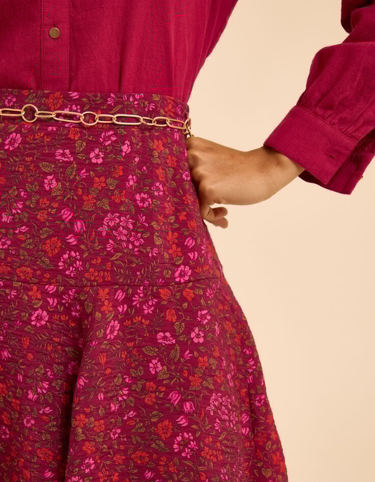 Kurzer roter Rock Blumenprint I.Code-5 Kurzer roter Rock Blumenprint I.Code-5