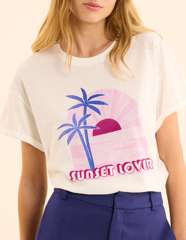 T-shirt manches courtes blanc coucher de soleil I.Code-2