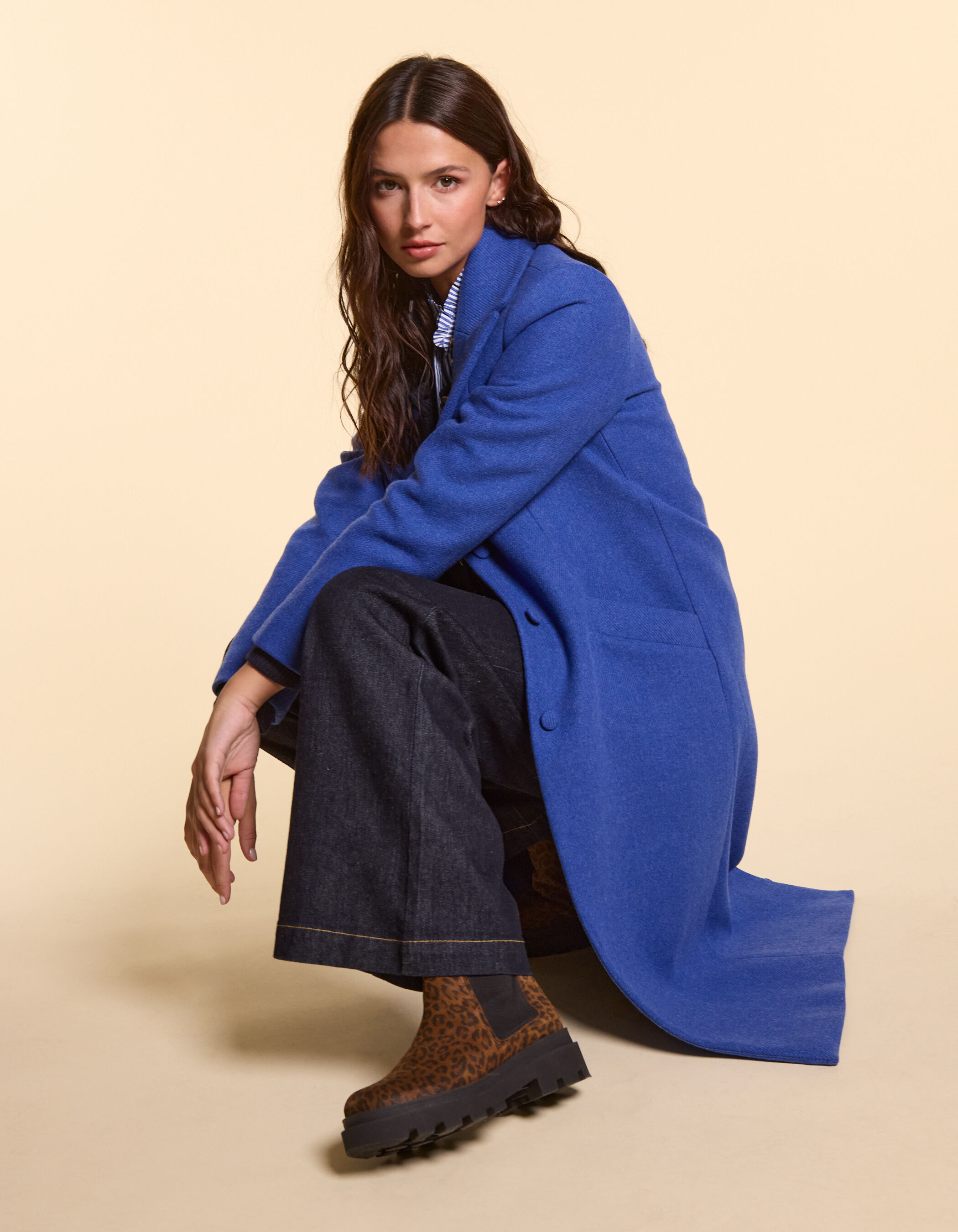 Manteau long bleu cheap