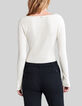Cremefarbener Damen-Rippstrickpullover mit Nieten-2