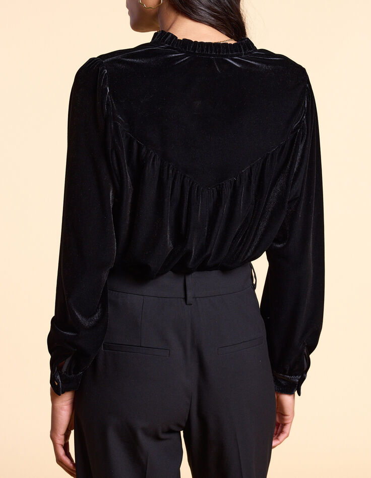 I.Code black panne velvet blouse-4