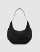 Allane Damen schwarz genarbtes Leder Halbmond Tasche-1