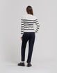Cremefarbener Damen-Matrosenstrickpullover Ankerkn&ouml;pfe-3