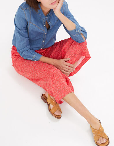 I.Code poppy minimalist print wide trousers