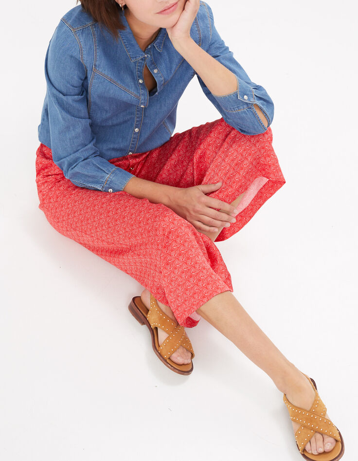 I.Code poppy minimalist print wide trousers-1 I.Code poppy minimalist print wide trousers-1
