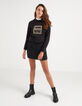 Jupe courte noire bi matière jean et tweed I.Code-7