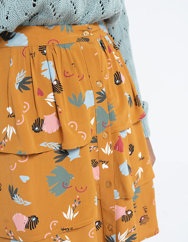 I.Code larch fun print ruffled skirt-3