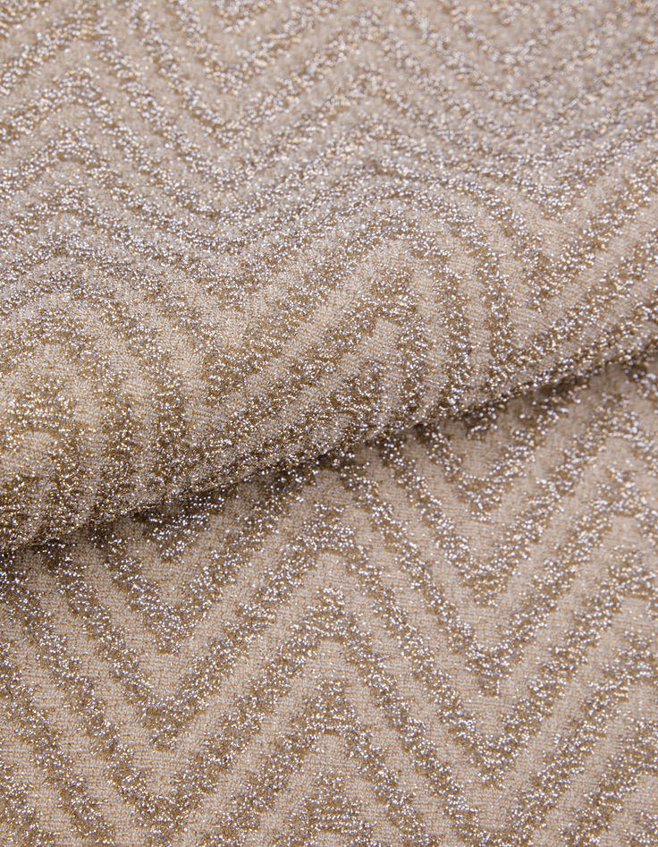 Beige Fischgr&auml;ten-Lurex-Hosenanzug f&uuml;r Frauen-9