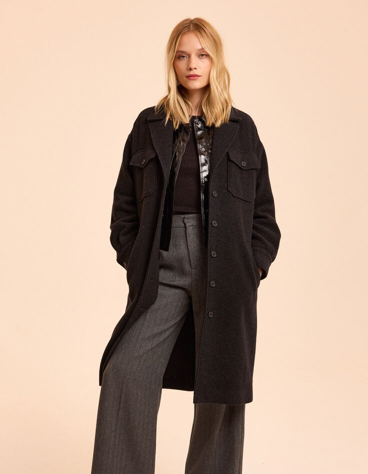 Langer, grauer Überhemd-Mantel I.Code-3