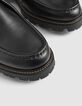 Schwarze Herren-Lederderbyschuhe mit Plateau-4