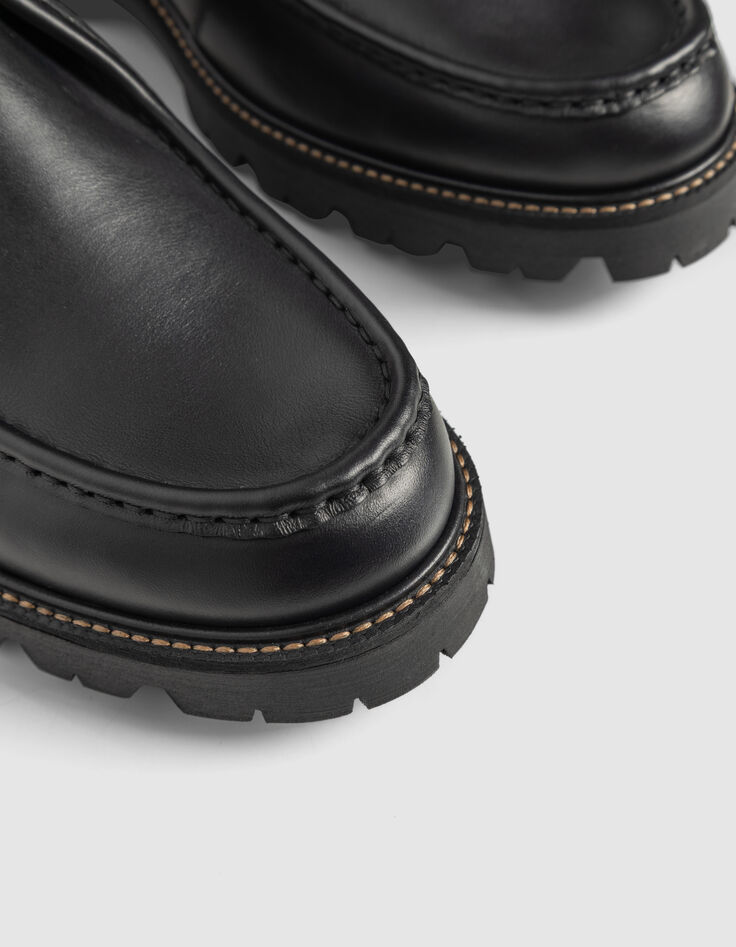 Schwarze Herren-Lederderbyschuhe mit Plateau-4