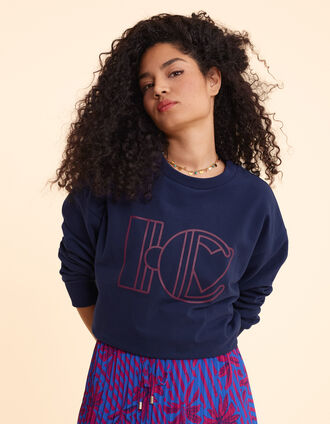 Sudadera azul con monograma de goma flocada I.Code