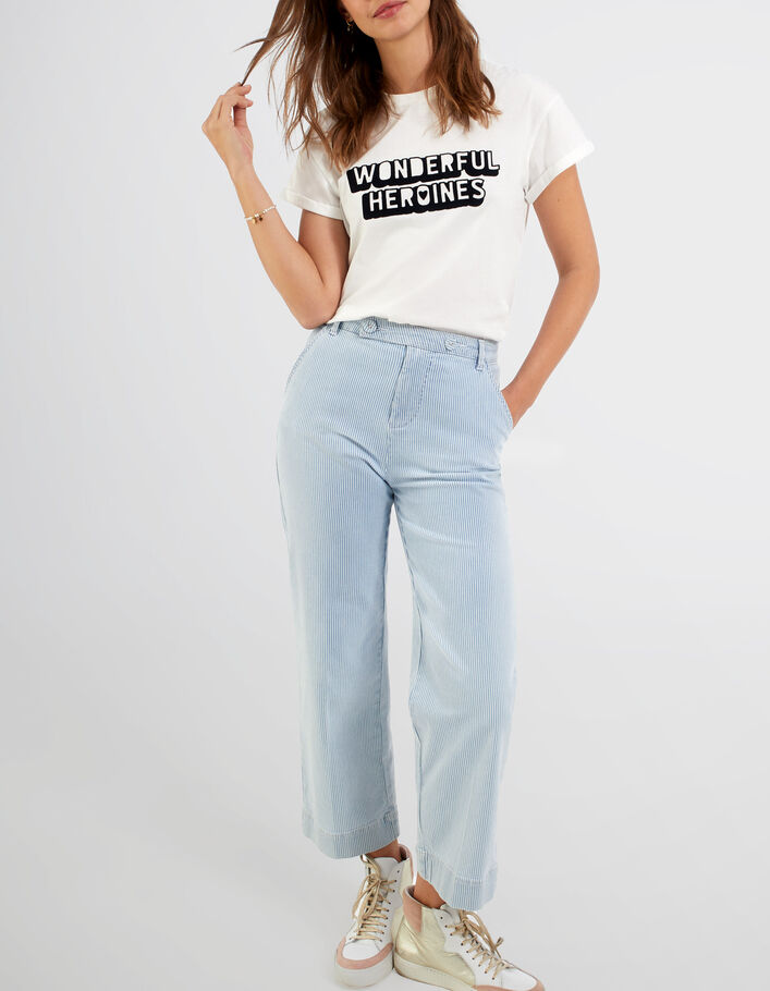 I.Code blue wide-leg trousers with thin white stripes - I.CODE