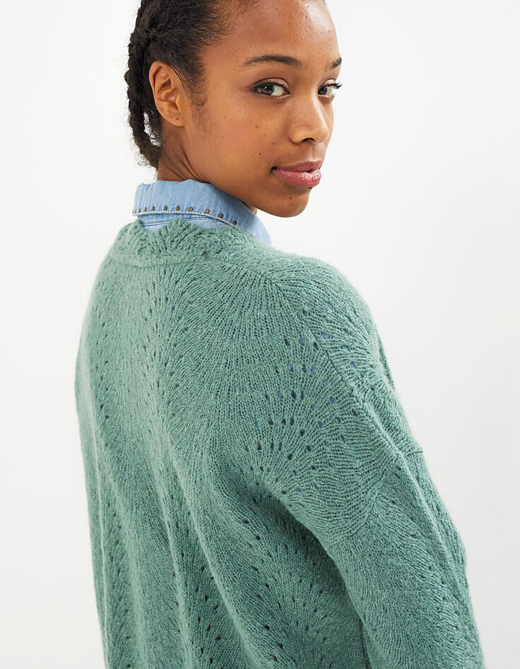 Cardigan amande en tricot ajouré I.Code-5 Cardigan amande en tricot ajouré I.Code-5