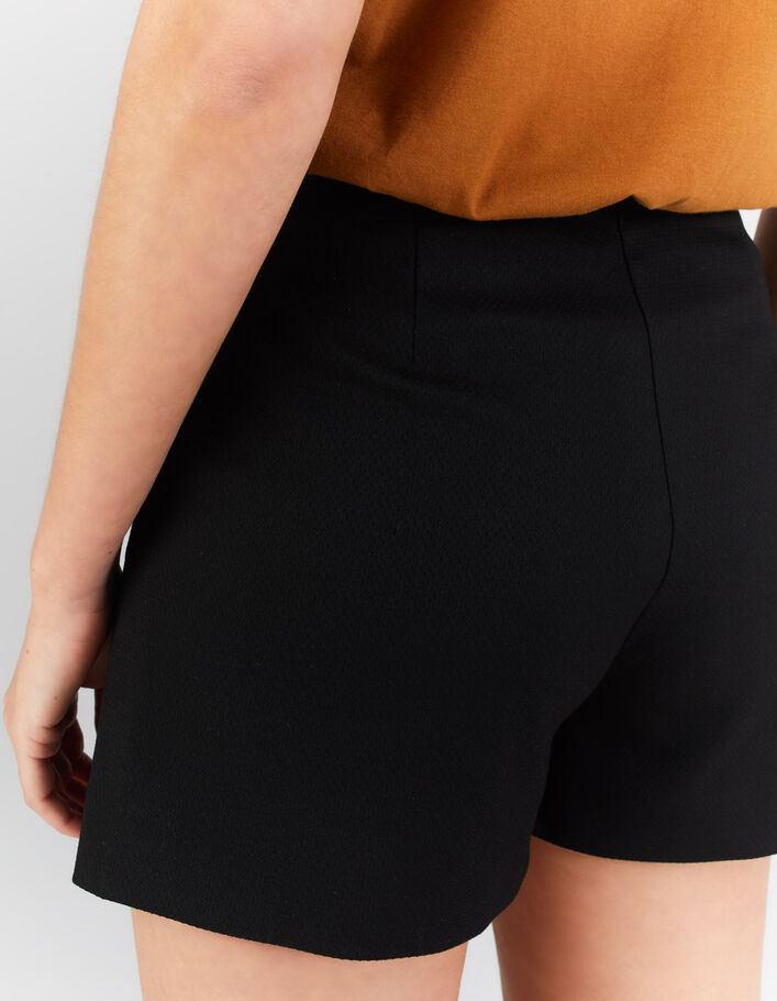 I.Code black decorative jacquard drop front shorts - I.CODE