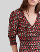 Schwarzes Midi-Damenkleid mit Ikatprint-4