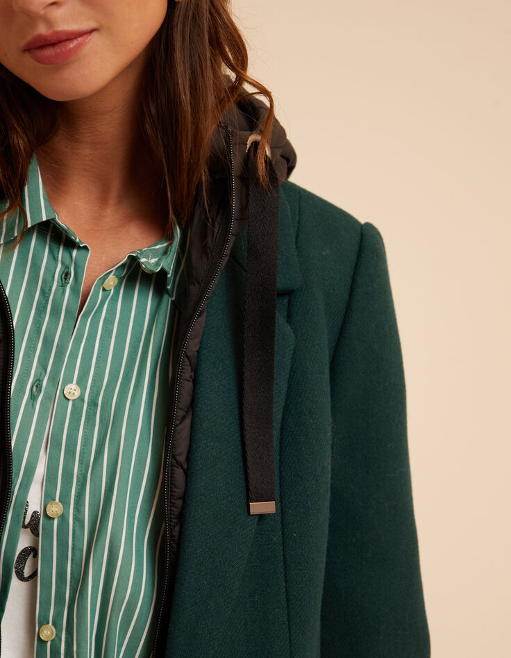 Manteau vert parementure doudoune amovible I.Code-5 Manteau vert parementure doudoune amovible I.Code-5