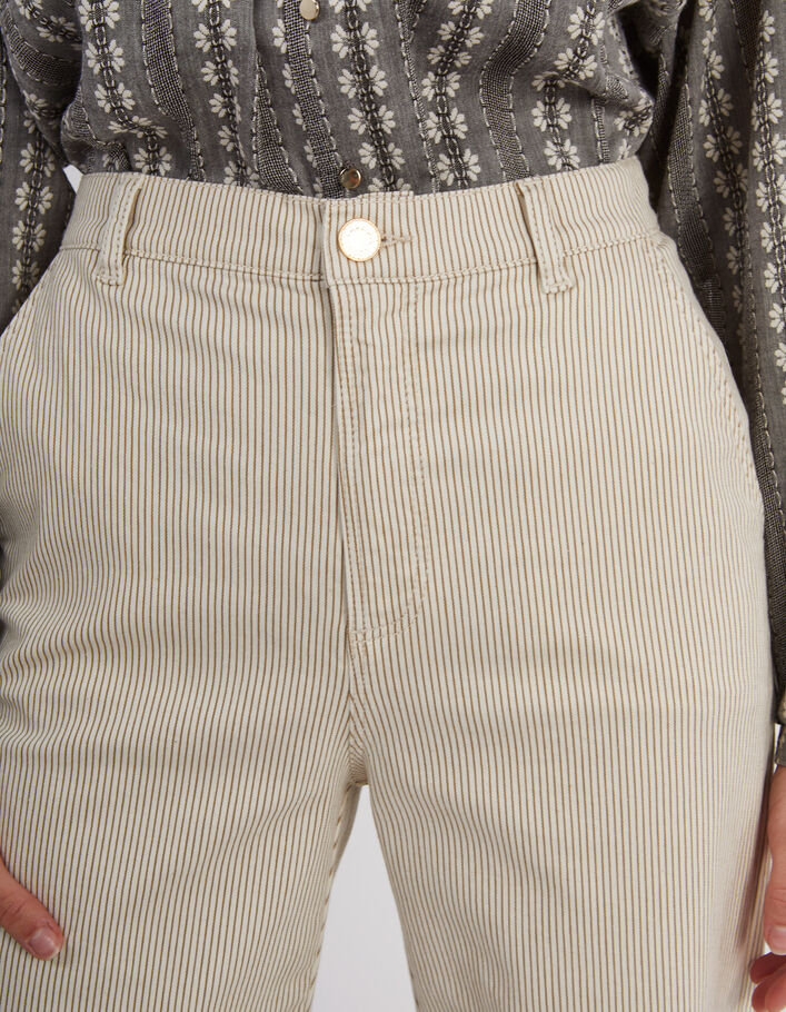 Pantalon large beige à fines rayures I.Code - I.CODE