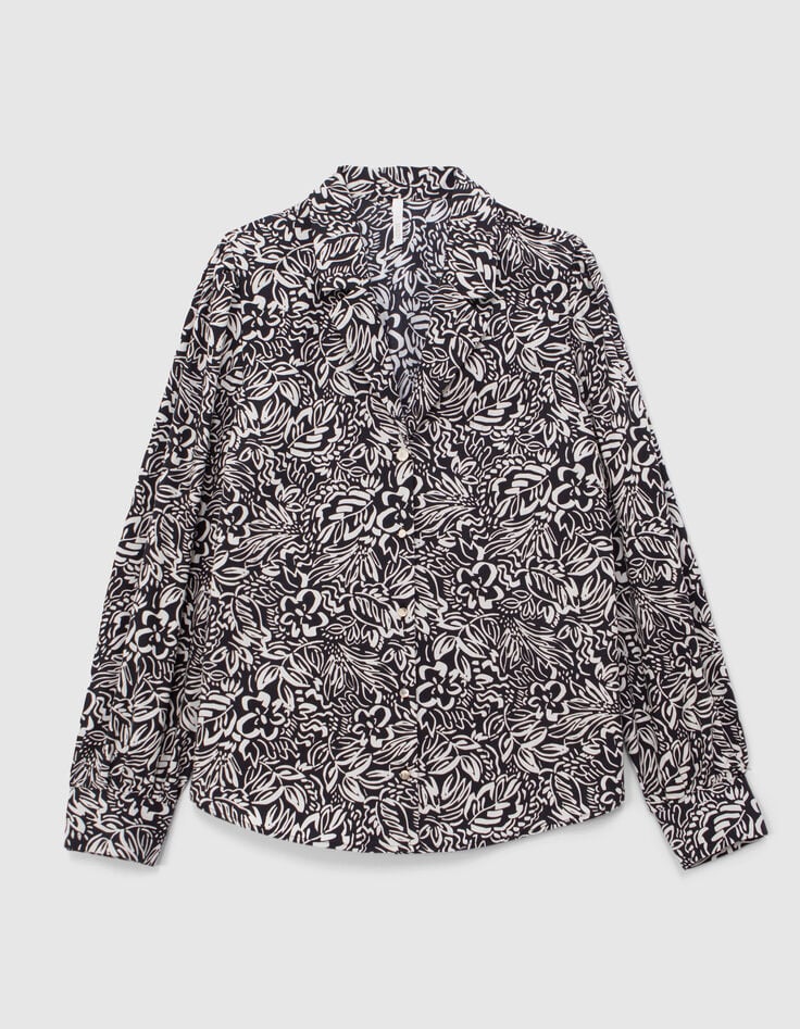 Chemise noire imprimé floral graphique I.Code-6