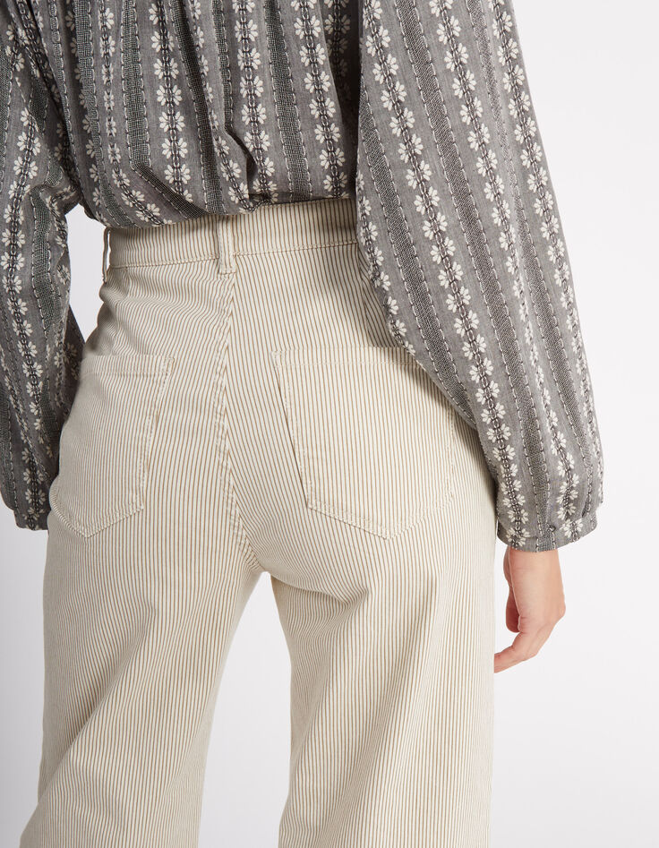 Pantalon large beige à fines rayures I.Code-5
