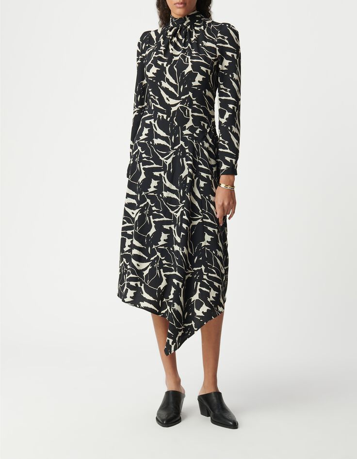 Schwarzes Kleid mit Zebra-Blumenmuster f&uuml;r Damen-7