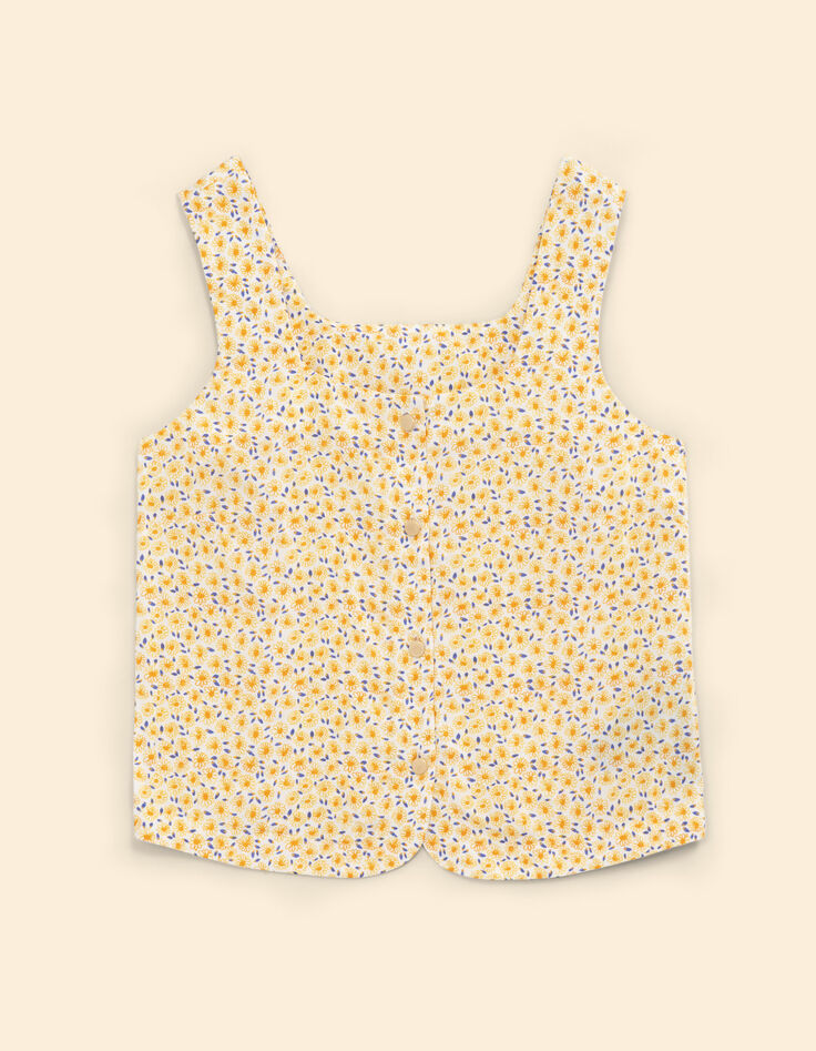 Top à bretelles imprimé fleurs jaunes I.Code-7