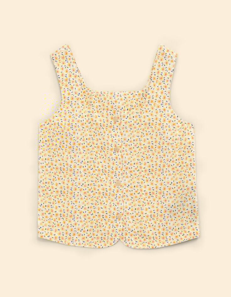 Top à bretelles imprimé fleurs jaunes I.Code-7 Top à bretelles imprimé fleurs jaunes I.Code-7