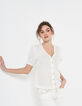 Top blanc cassé à boutons fleurs I.Code-4