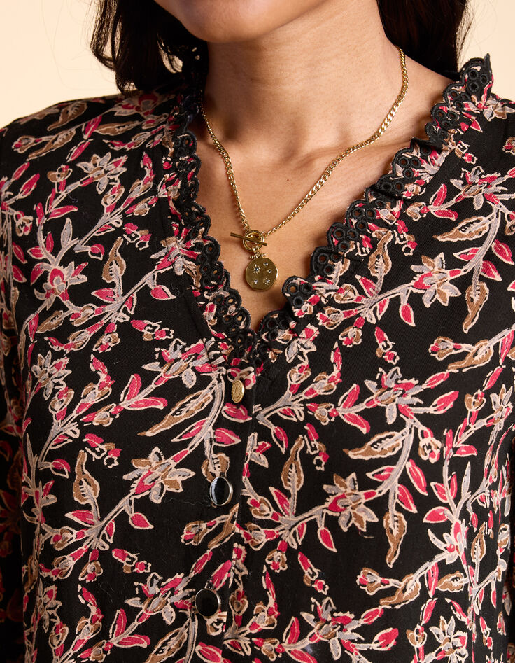 Zwarte jurk Indiase bohemian print I.Code-4 Zwarte jurk Indiase bohemian print I.Code-4