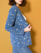 Blauer Blazer mit Blumen-Punkte-Print I.Code-1