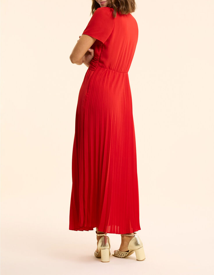 Vestido rojo plisado drapeado en cintura I.Code-3