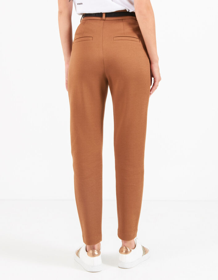 I.Code caramel knit city trousers with darts - I.CODE