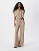 Beige Fischgr&auml;ten-Lurex-Hosenanzug f&uuml;r Frauen-1